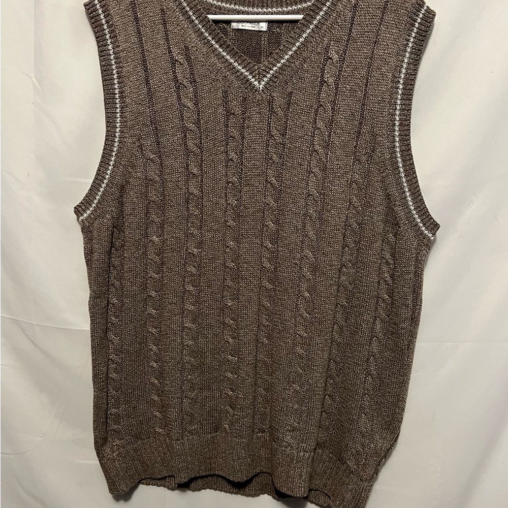 Coofandy Men’s Brown V-Neck Casual Knitted Slim Fit Sweater Vest XL